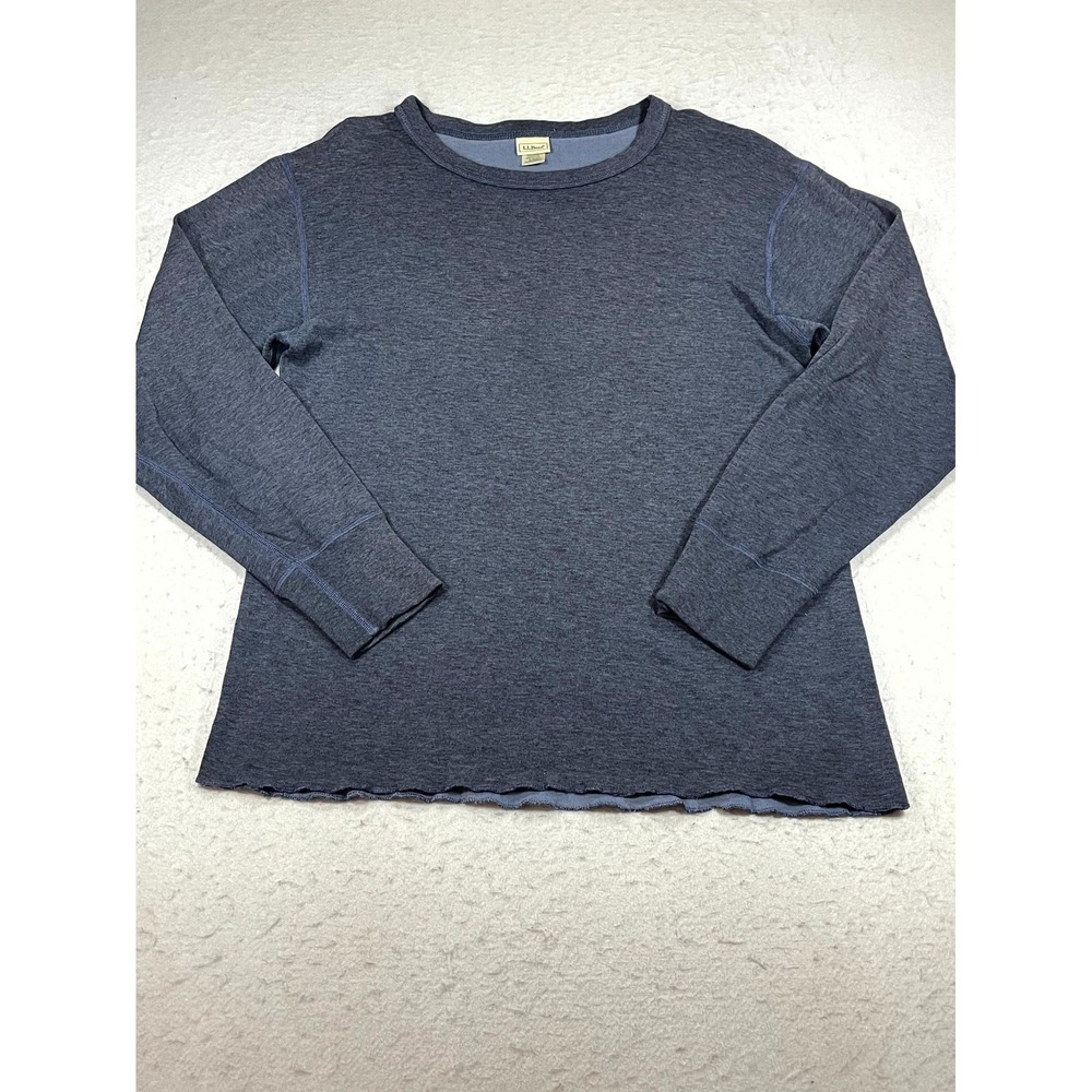 LL Bean Shirt Womens Medium Heather Blue Cotton Long Sleeve Round Neck Casualβ